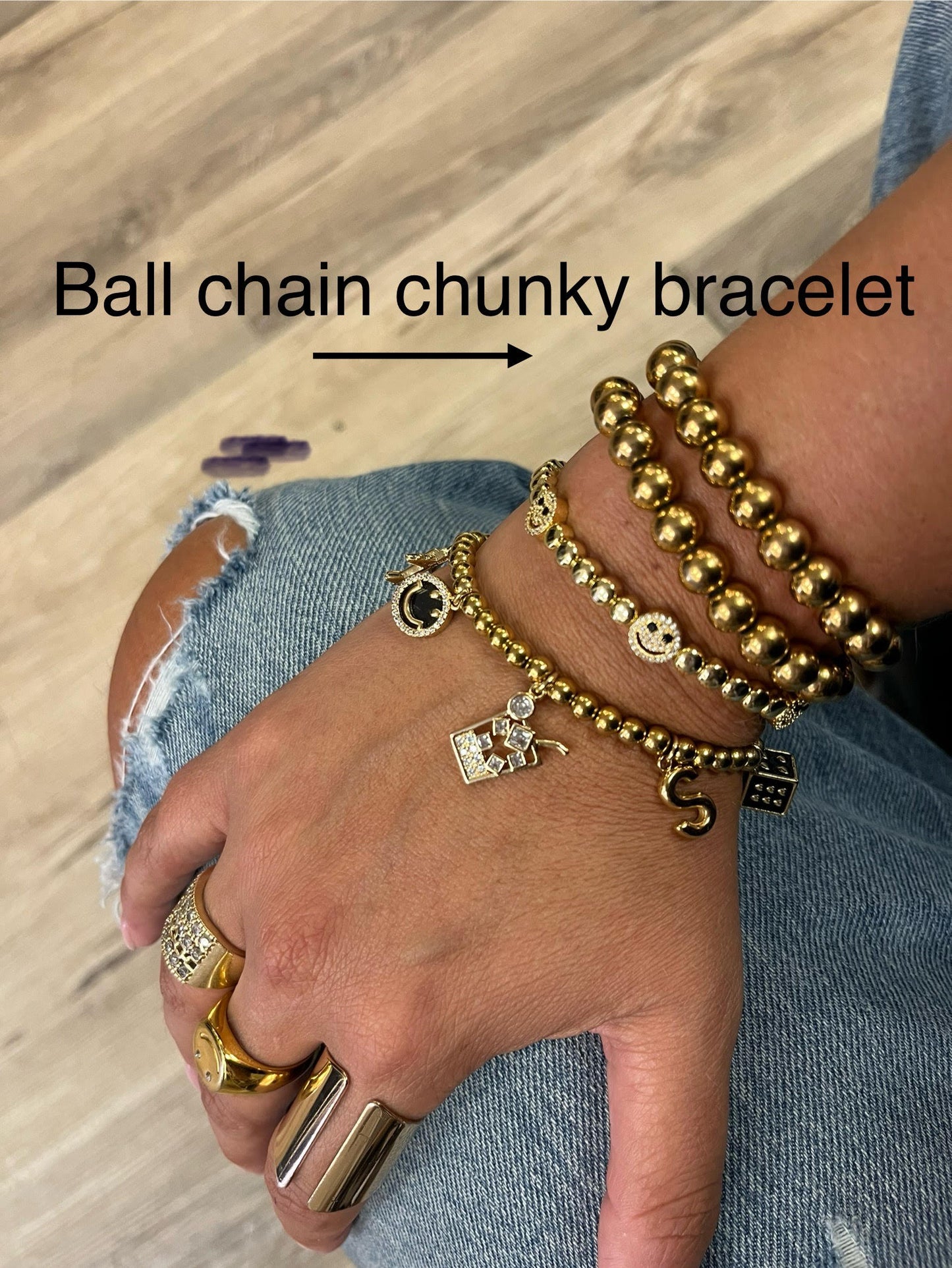 Ball Chain Chunky Stretch Charm Bracelet I Customize me!