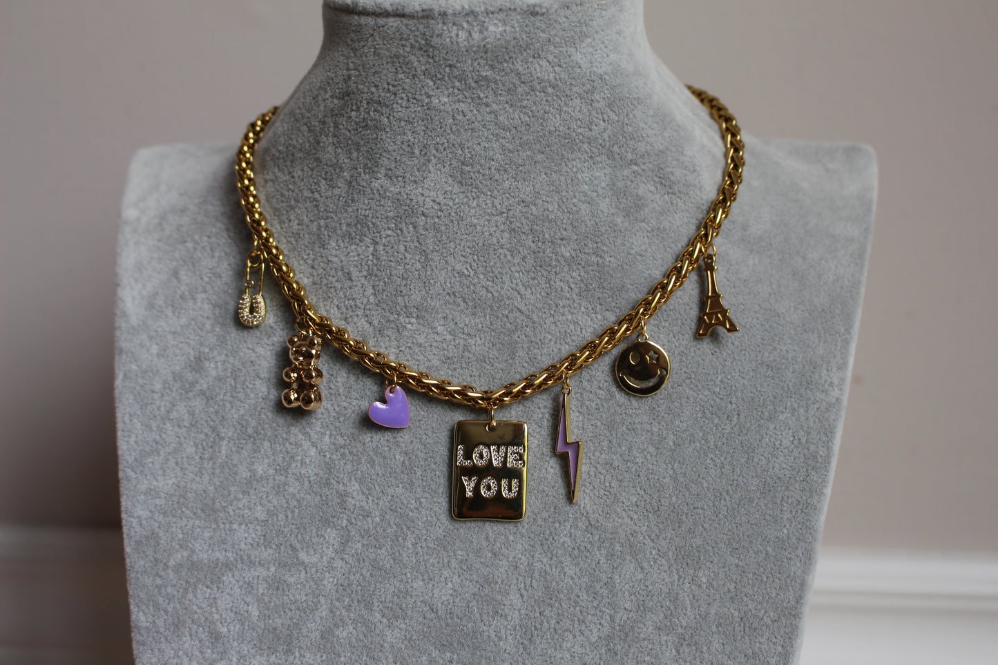 Large LOVE YOU dog tag Charm