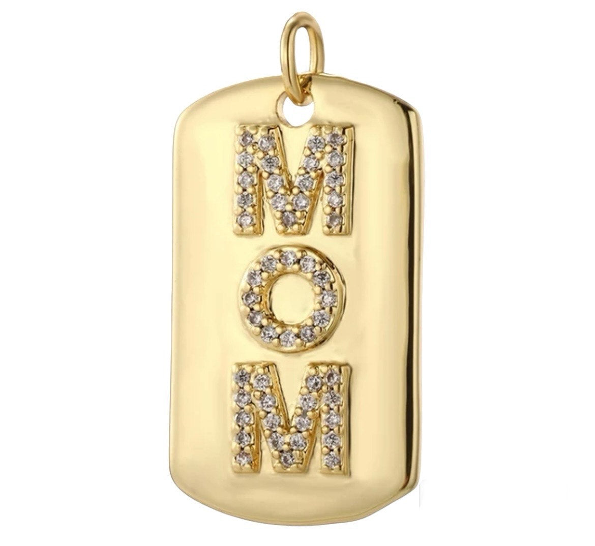 Large MOM dog tag Charm