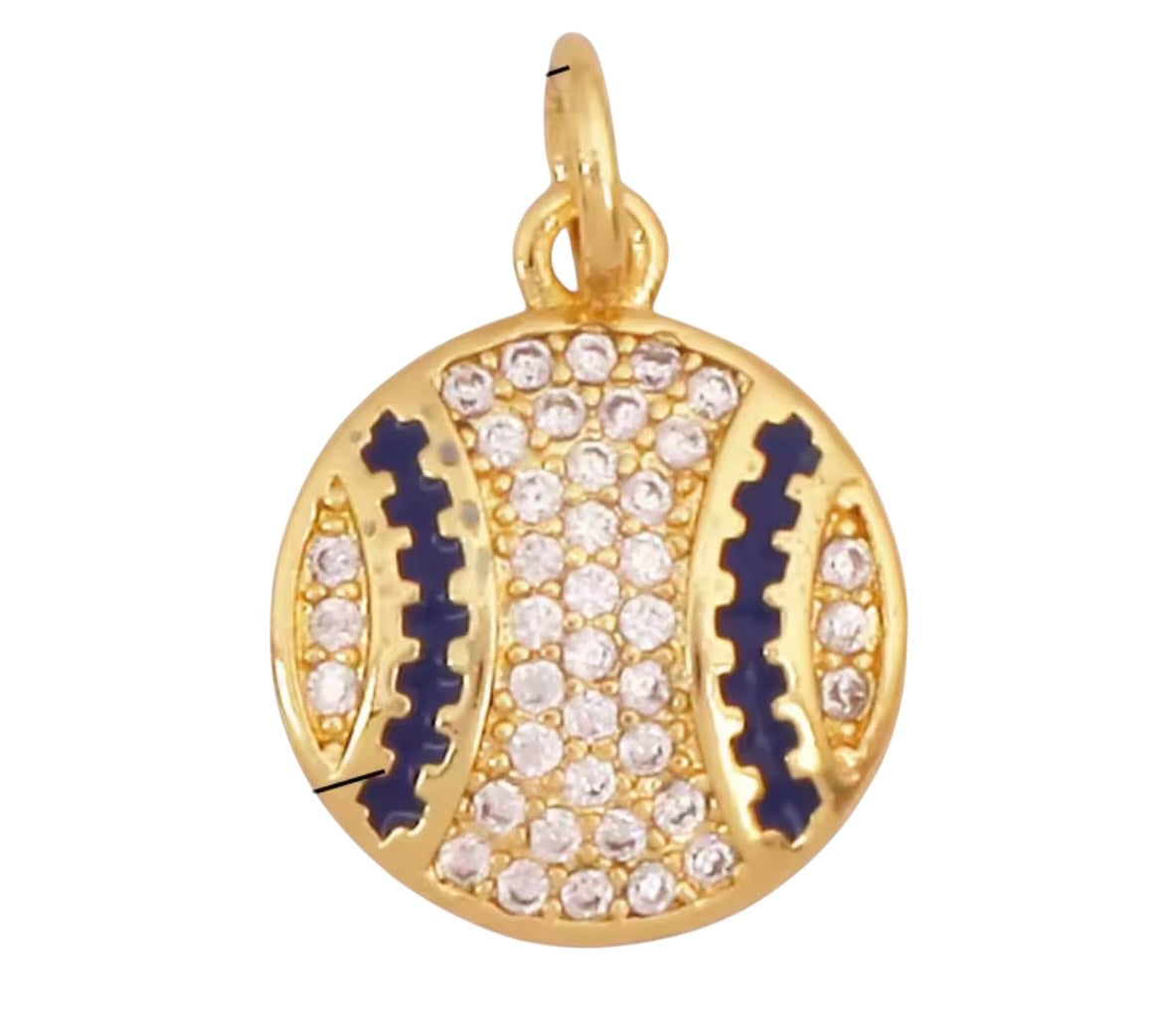 Small Bling Baseball Charm