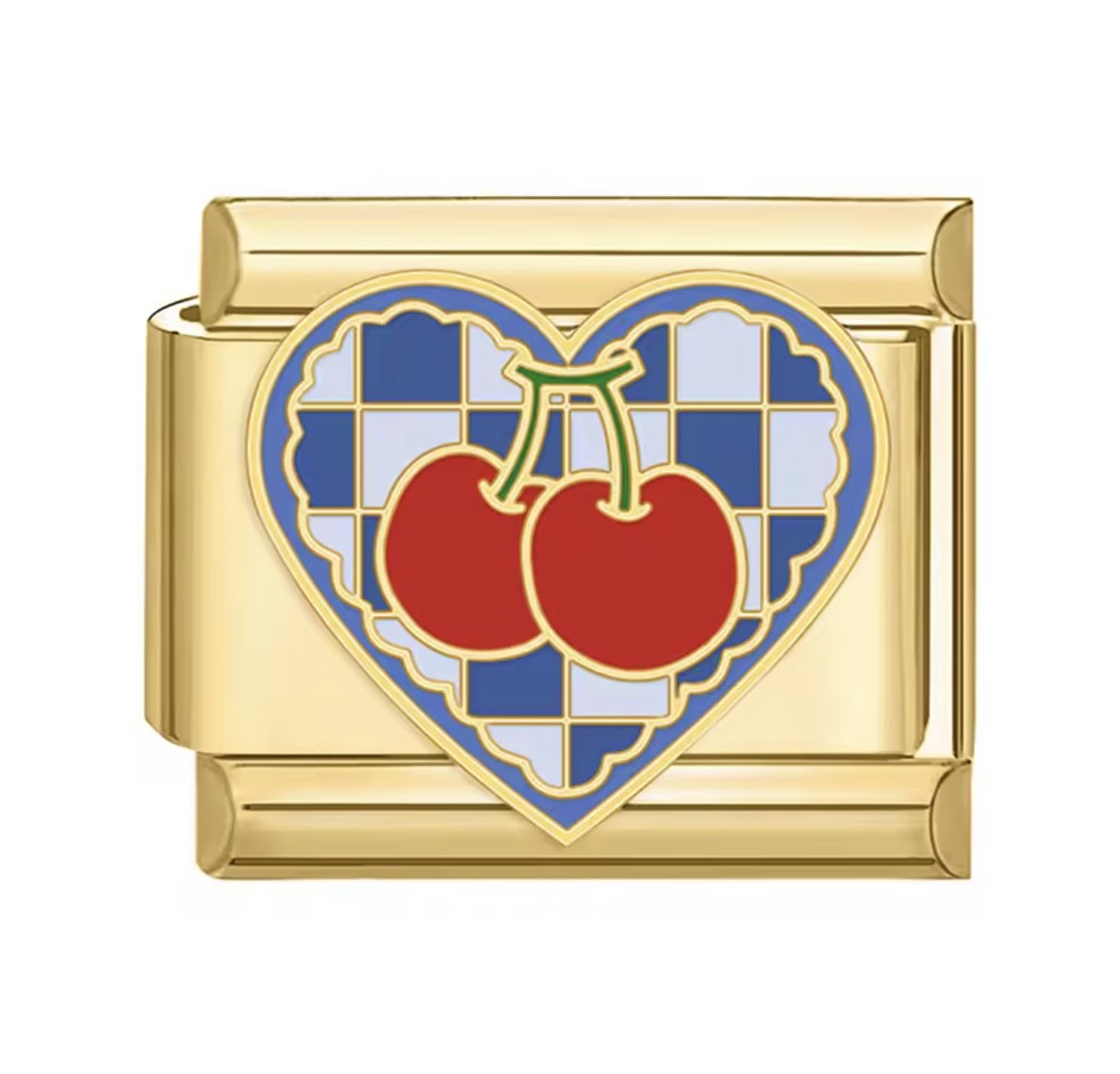 Checkered Cherry I Charm Link