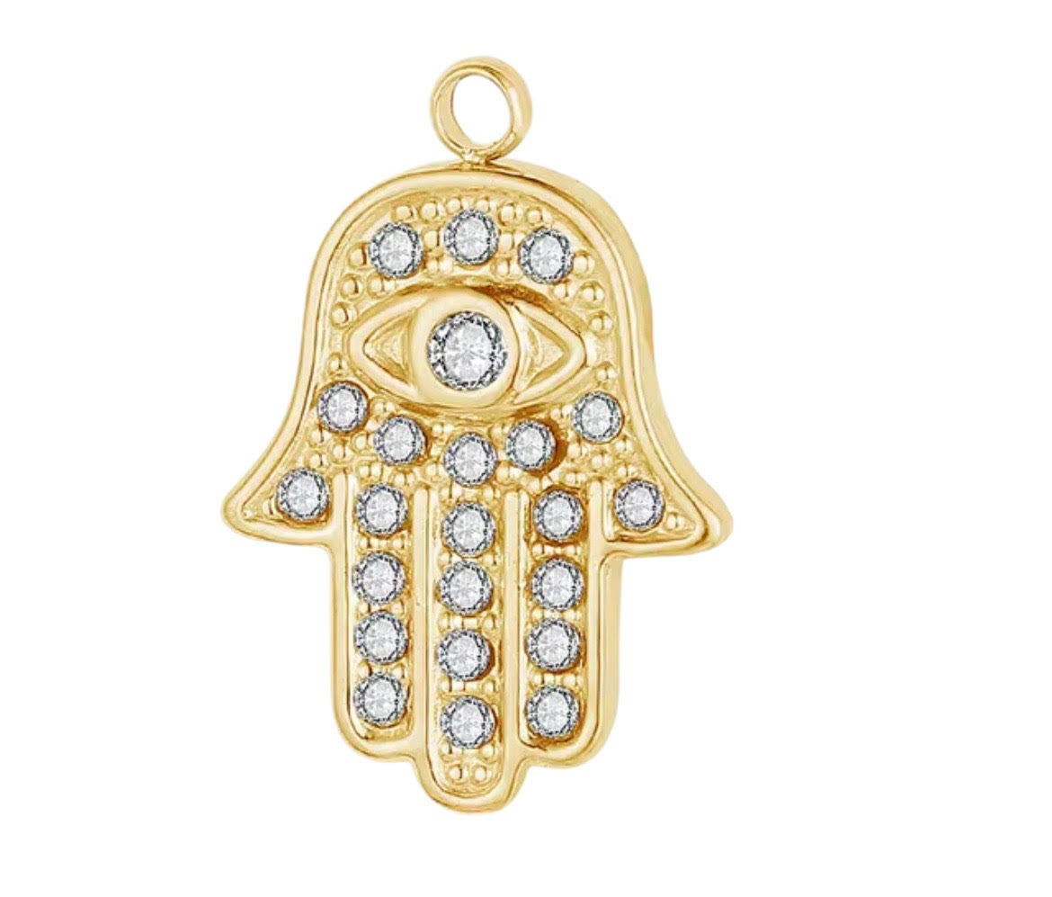Small Jeweled Hamsa Charm