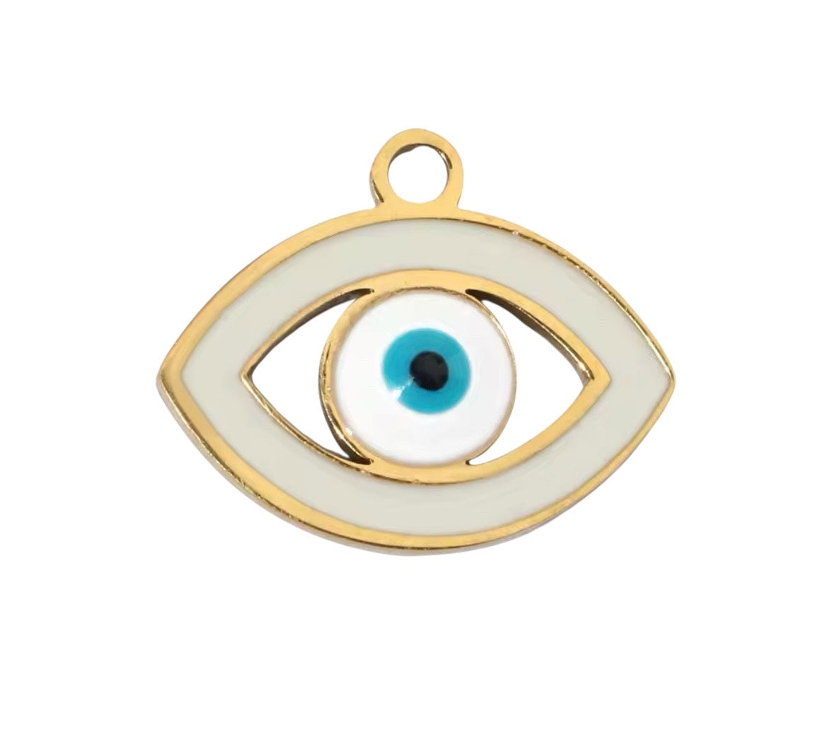 Small White Trimmed Eye Charm