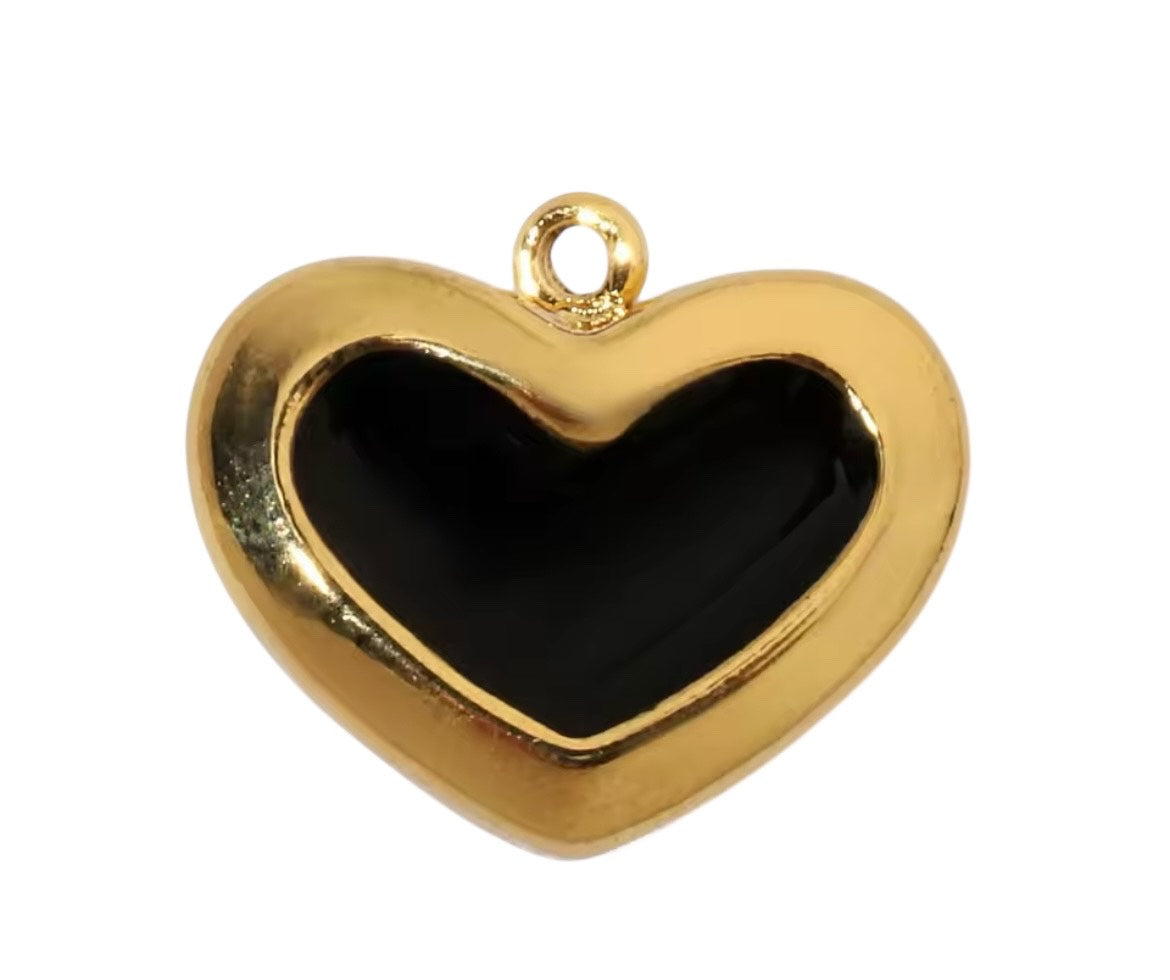 Small Gold Trimmed Heart Charm