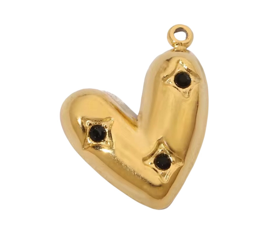 Small Gold Rhinestone Heart Charm