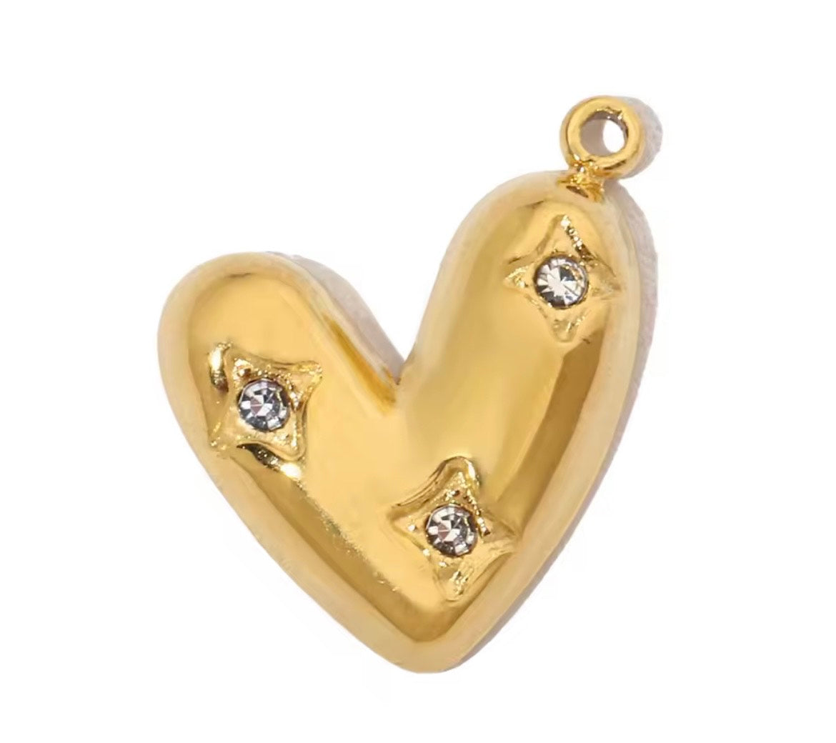 Small Gold Rhinestone Heart Charm