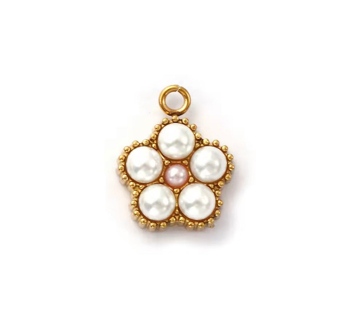 Small Pearl Flower Charm