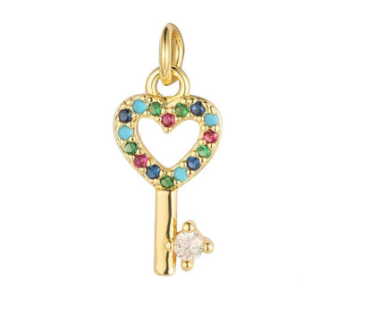 Small Heart Key Charm