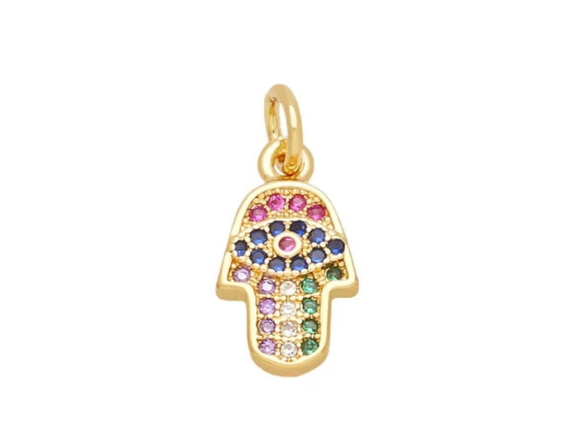 Mini Rainbow Hamsa Charm