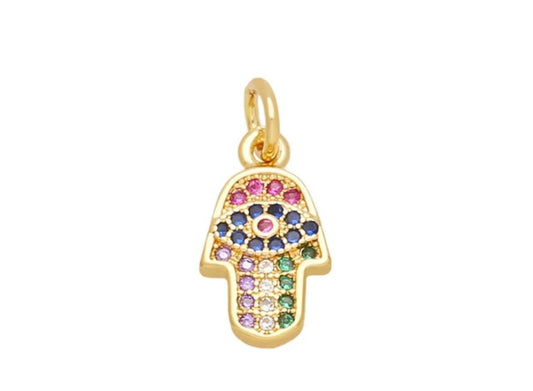 Mini Rainbow Hamsa Charm