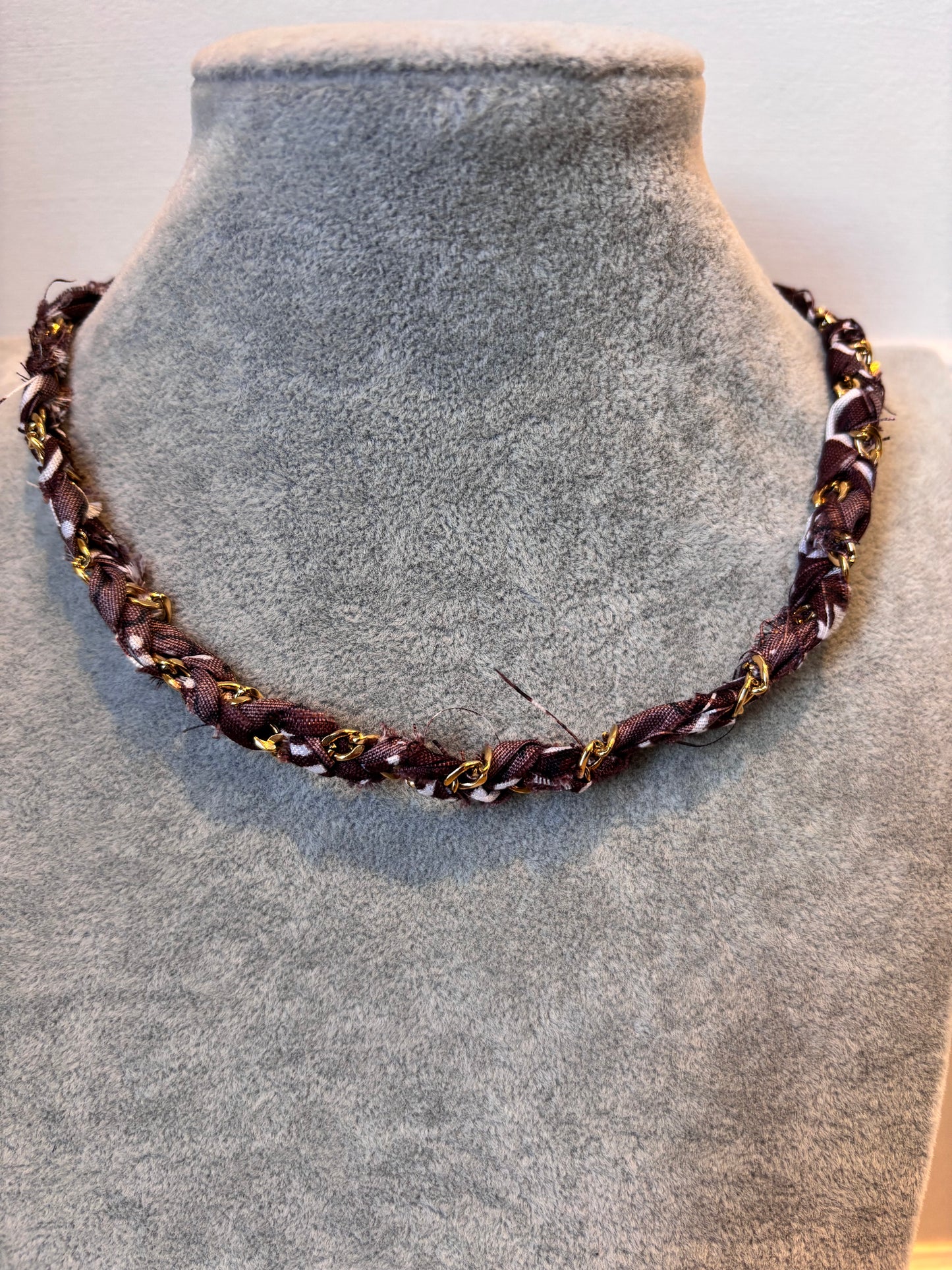 Bandana Chain Charm Necklace I Brown I Customize Me!