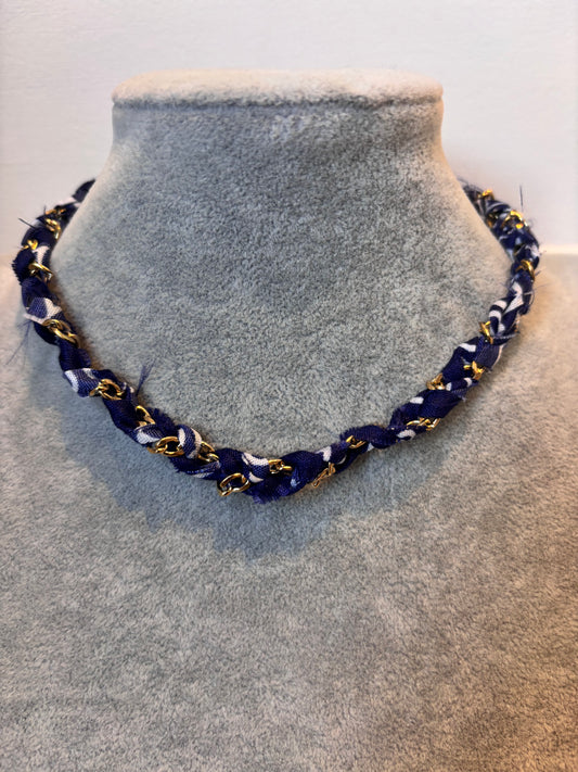 Bandana Chain Charm Necklace I Navy I Customize Me!