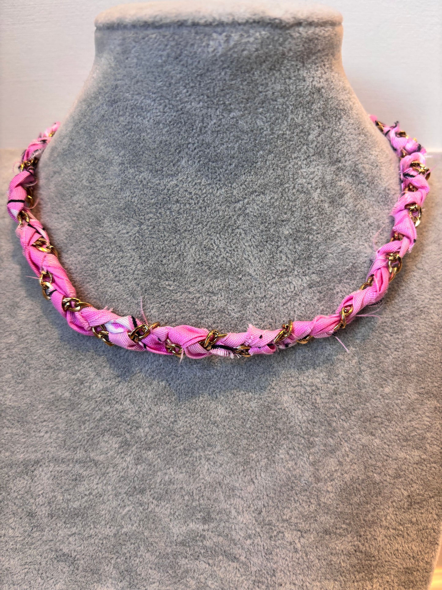 Bandana Chain Charm Necklace I Pink I Customize Me!