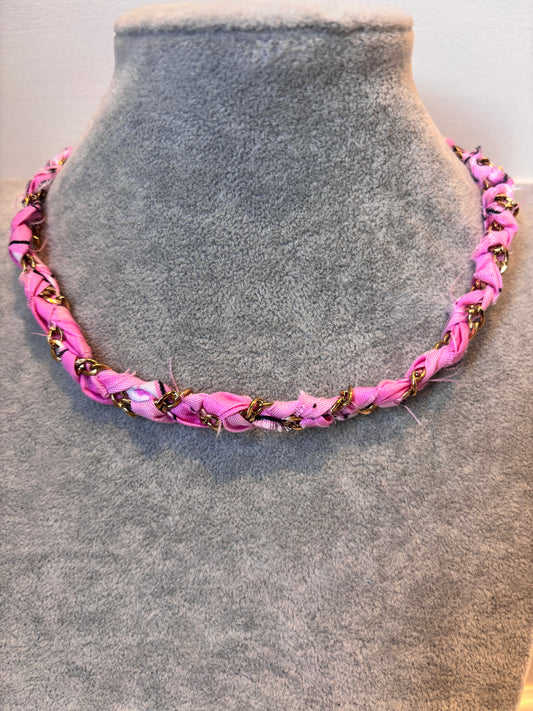 Bandana Chain Charm Necklace I Pink I Customize Me!