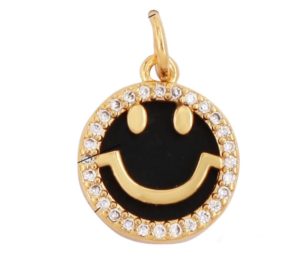 Small Onyx Smiley Charm