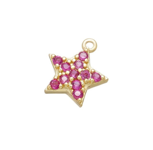 Mini Bling Star Charm I Ruby