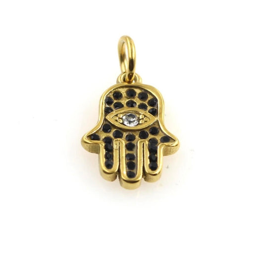 Small Onyx Hamsa Charm