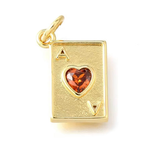 Small Ruby Ace of Hearts Charm