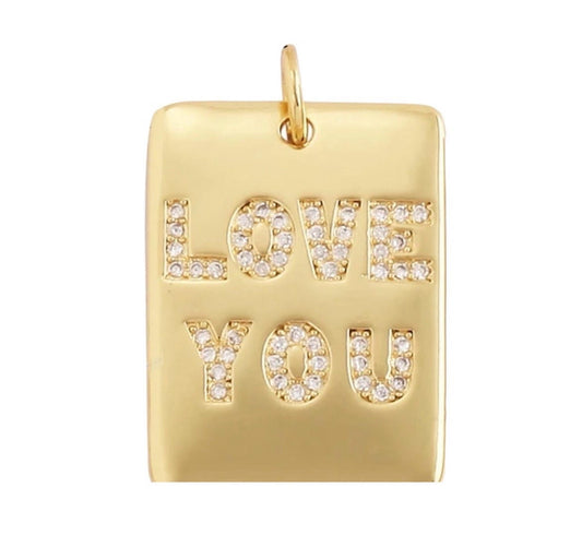 Large LOVE YOU dog tag Charm