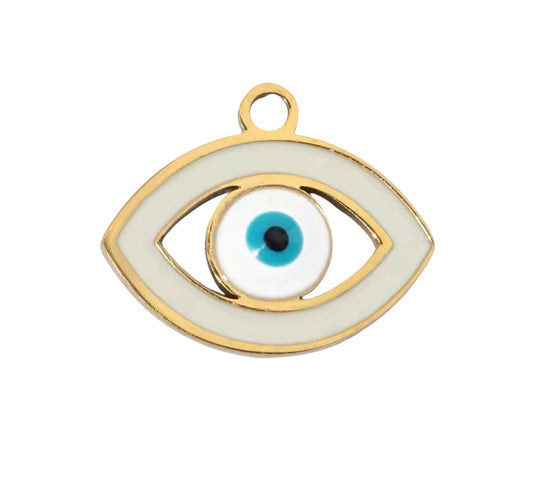 Small White Trimmed Eye Charm