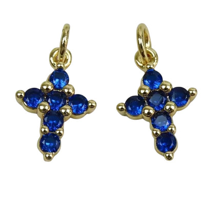 Small Gem Stone Cross Charm