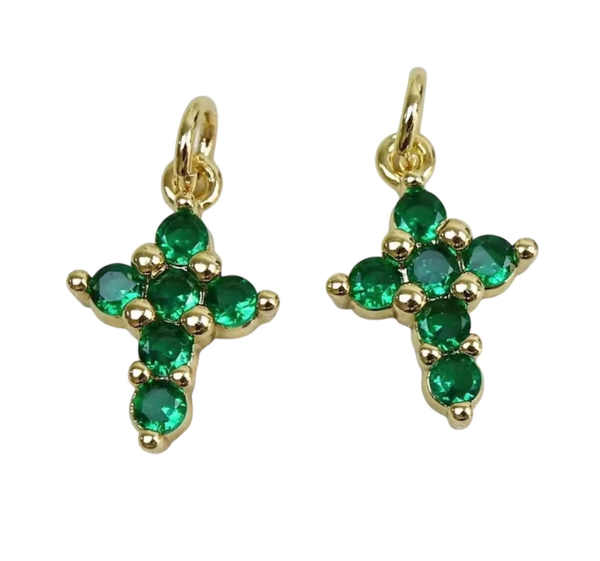 Small Gem Stone Cross Charm