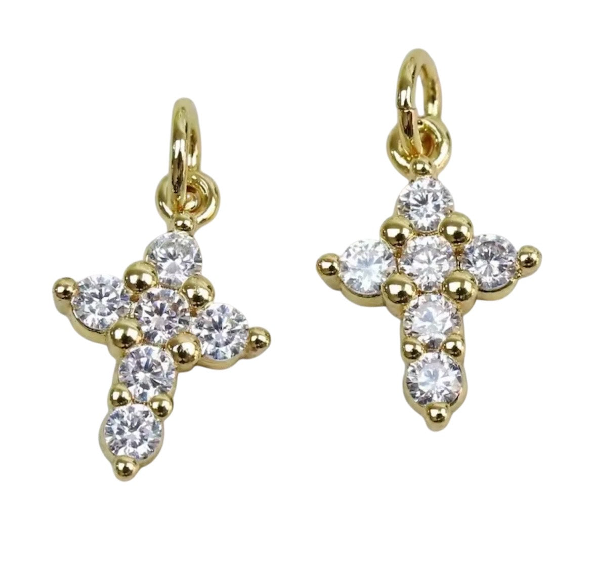 Small Gem Stone Cross Charm