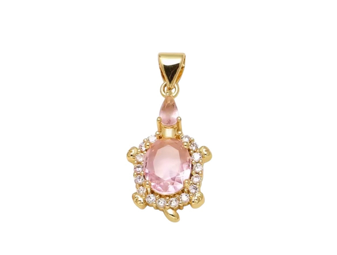 Small Gem Stone Turtle Charm