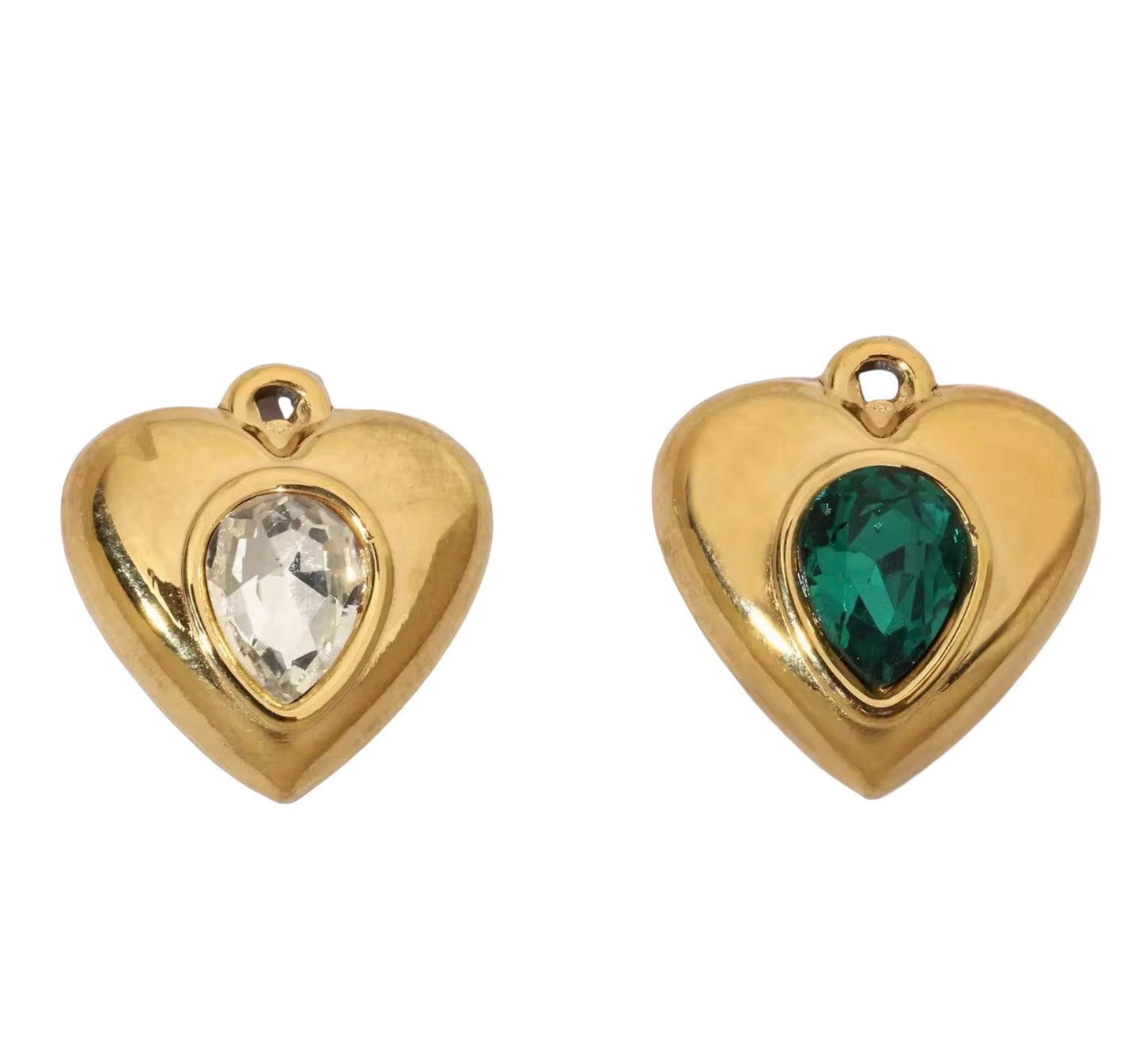 Small Gold Gem Heart Charm