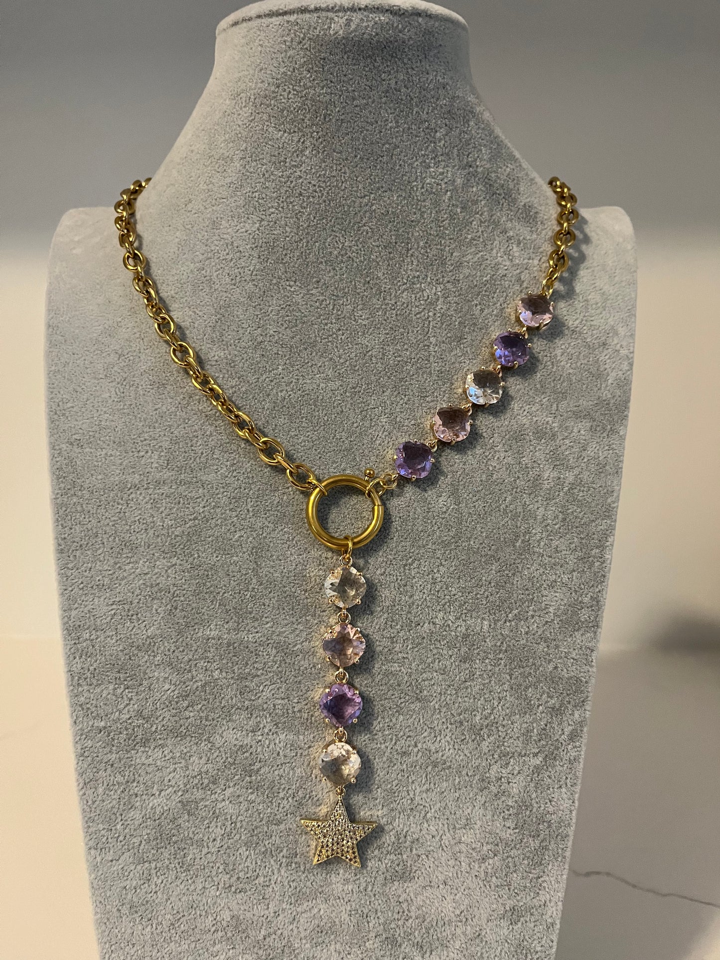 Gem Stone Lariat Charm Necklace I Pastel I Customize Me!