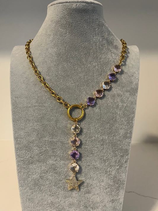 Gem Stone Lariat Charm Necklace I Pastel I Customize Me!