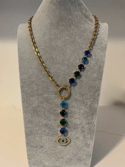 Gem Stone Lariat Charm Necklace I Jewel I Customize Me!