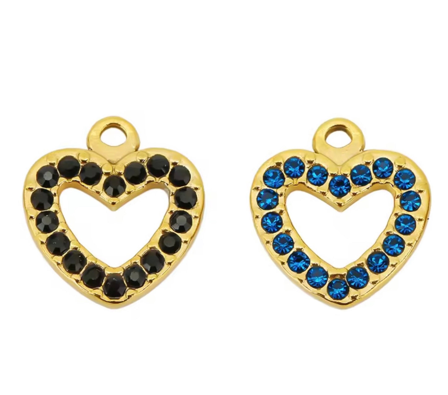 Small Hollow Colour Heart Charm