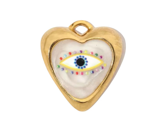 Medium Rainbow Eye Heart Charm