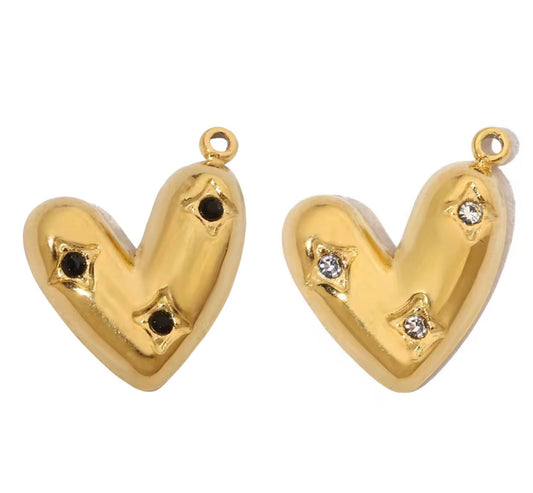Small Gold Rhinestone Heart Charm