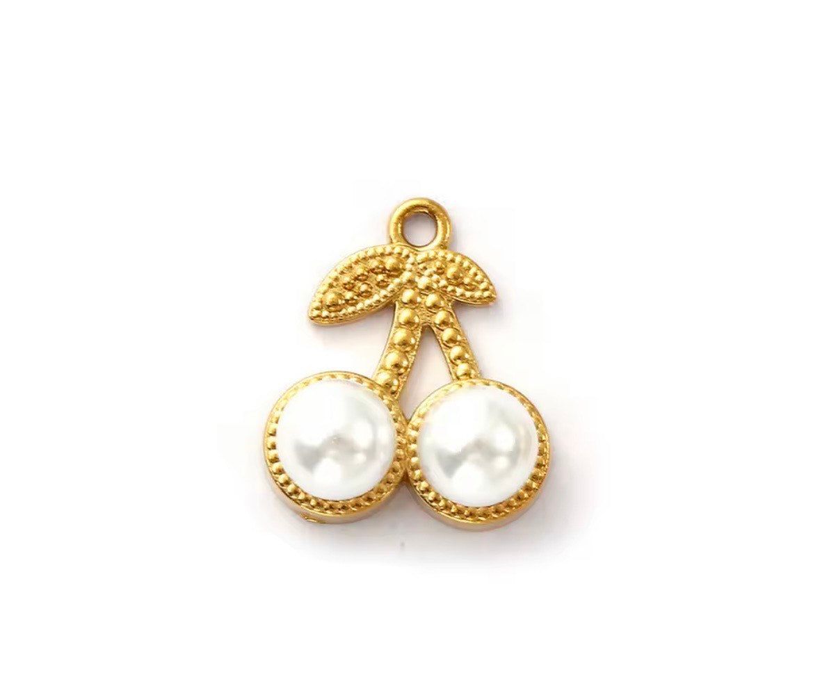 Small Pearl Cherry Charm
