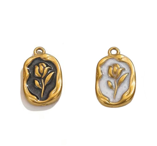 Medium Vintage Rose Charm