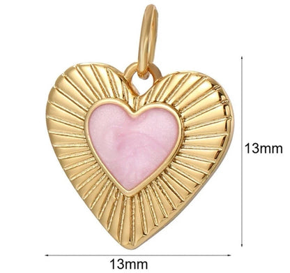 Small Gold Trimmed Pink Heart Charm (Coming Soon)