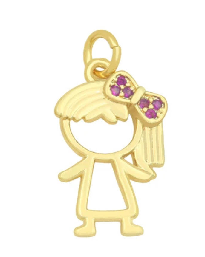 Small Bow Girl Charm I Ruby